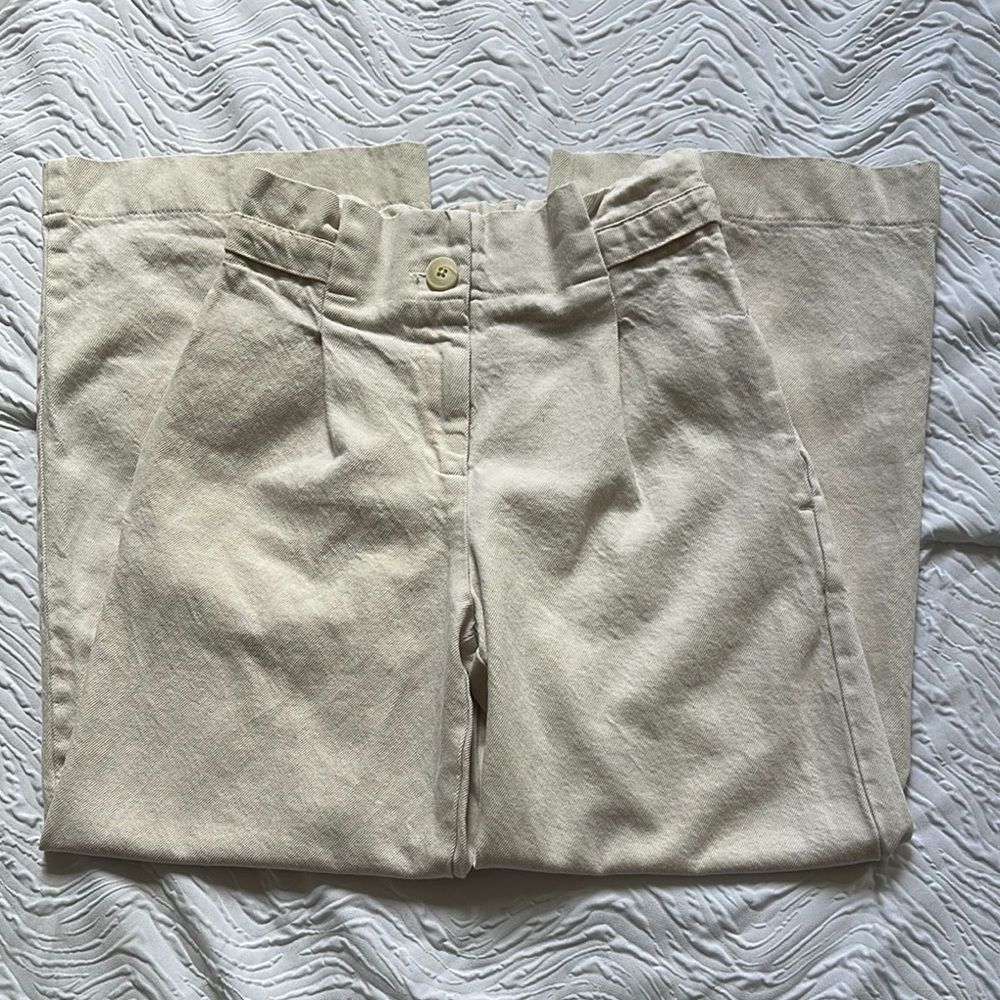 Zara Stylish Cream High-Waisted Pants